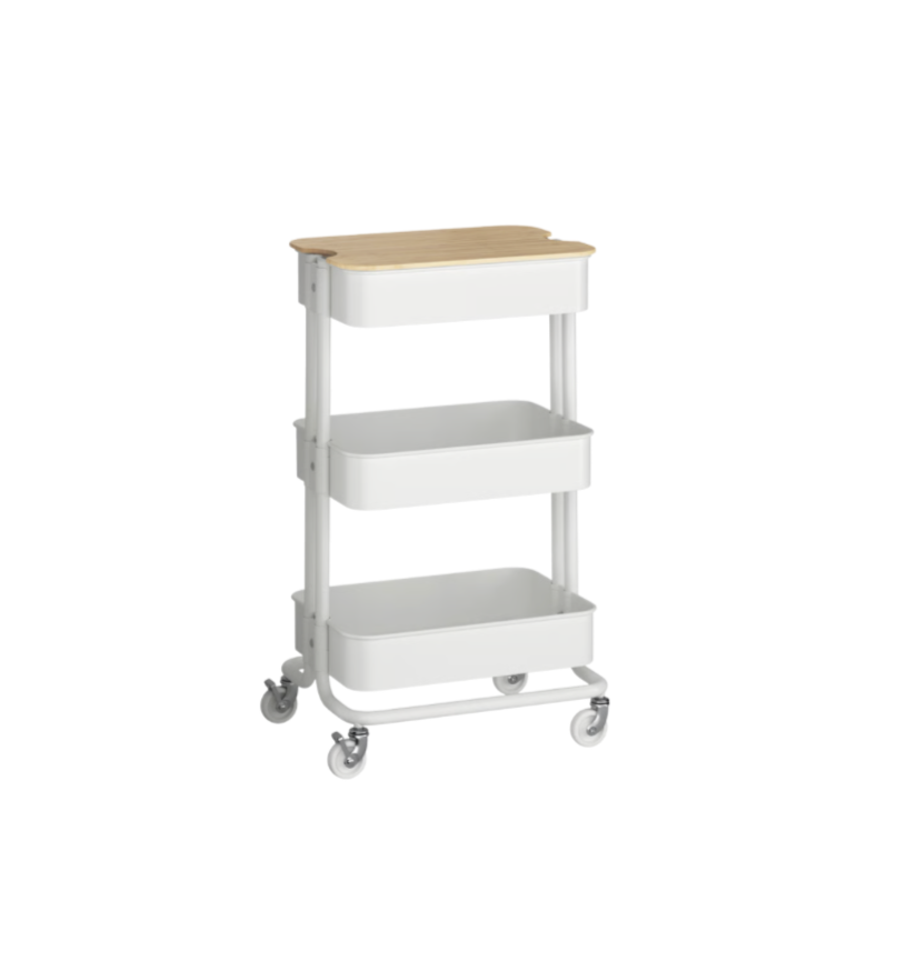 White Trolley with Bamboo Lid