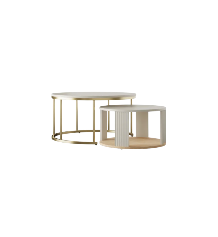 White and Gold Nest of Coffee Tables