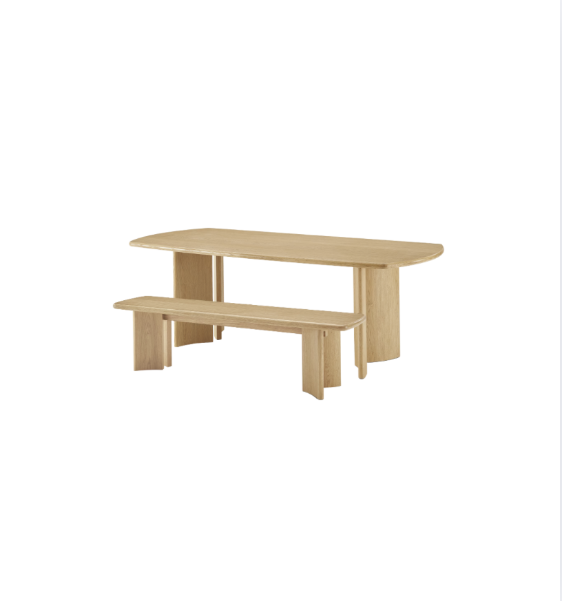 Lunch Bench Set with Curved Legs and Rounded Edge